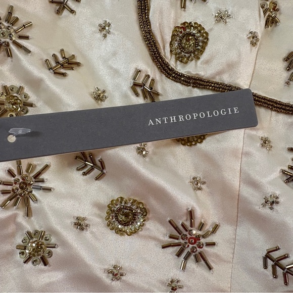 NWT Anthropologie Mille Mini Dress "Sabrina" Cream Gold Sequined Beaded Sz. M - Picture 8 of 14